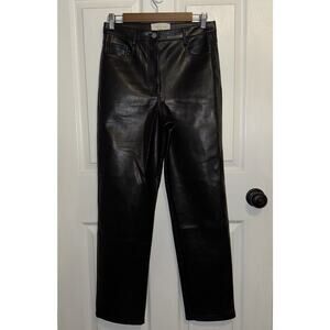 Wilfred Aritzia Melina Straight Leg Black Faux Leather Pants Size 6